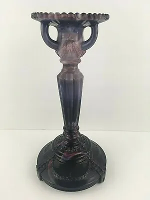 Buy Sowerby Purple Slag Glass Candlestick Antique • 94.83£