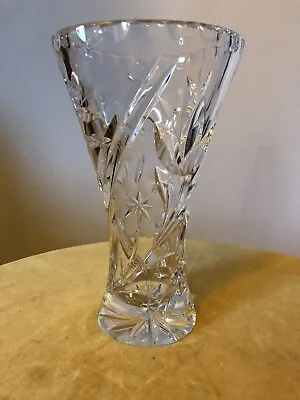 Buy Heavy Quality Crystal Cut Glass Etched Flower Vase • 14.95£