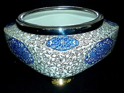 Buy JAMES KENT Golden Osaka Blue White Gold Square Vase / Fruit Bowl ? 8 Inch C1920+ • 19.99£
