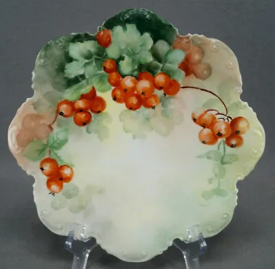 Buy GDA Limoges Hand Painted Signed MJ Red Currants 8 5/8 Inch Plate C. 1900 - 1941  • 28.95£