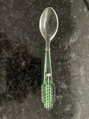 Buy Antique Bohemian Czech Crystal Green BioColor Art Glass Spoon 25cm • 22£