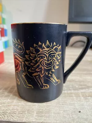 Buy Portmeirion Pottery 2454 Lion Vintage Black Coffee Cup Gold • 6£