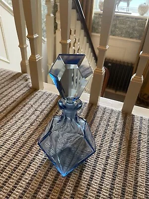Buy Glass Bottle - Art Deco Style - Colour Blue - H - 27 Cm - W - 14 Cm • 15£