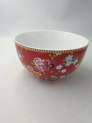 Buy Pip Home Fine Porcelain Large Serving Bowl Red Blossom Floral Ribbons Gilt  • 28.99£