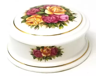 Buy Bunch Of Roses Trinket Box Red Yellow Pink Fenton China Round White Gold Color  • 23.53£