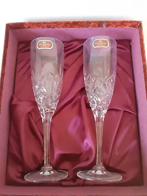 Buy 2no Doulton International Crystal Hellene Champagne Flutes; Boxed And Never Used • 19.99£