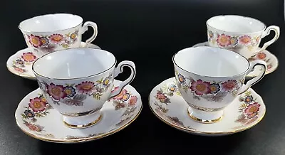 Buy Set Of 4 Royal Stafford Bone China Teacups And Saucers Floral Design • 14.72£