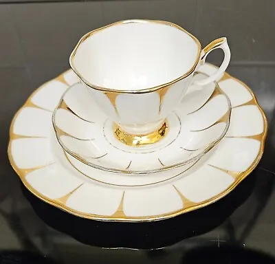 Buy Art Deco Royal Vale Gold Gilded Tea Trio White With Gold In Good Condition • 20£