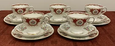 Buy 5 Vintage Foley Bone China Broadway Red Trios, Cups, Saucers & Plates  • 30£