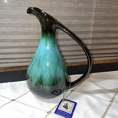 Buy Blue Mountain Pottery Water Jug Pitcher MCM Green Black BMP Canada Vtg • 22.87£