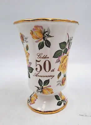 Buy Fenton China 50th Golden Anniversary Vase Staffordshire Bone China T2750 C3406 • 14.99£