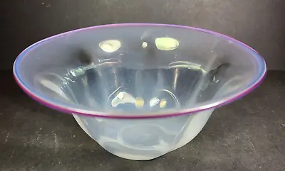 Buy Lovely Retro Scandinavian Design Pearline Purple Rimmed Art Glass Bowl • 22.50£