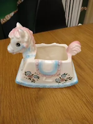 Buy Vintage Mint 60’s Inarco Baby Rocking Horse Planter Pink White Blue  E-6205 Rare • 15.17£