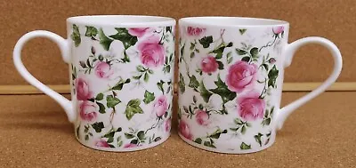 Buy Ivy Rose Pink Mugs Set 2 Balmoral Fine Bone China 9.5oz 275ml Cups Decorated UK • 15£