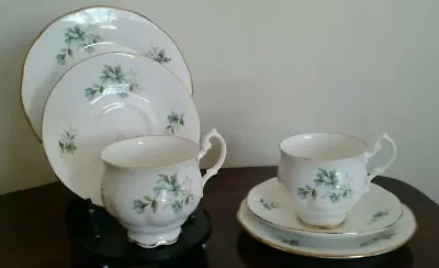 Buy Pair Of Royal Stafford Trio's 2 Cups Saucers & Plates - Coquette Pattern  • 12£