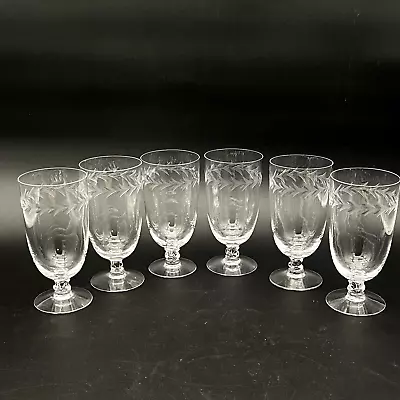Buy Fostoria Holly Clear Iced Tea Goblets Etched Laurel Clear Cut Stem Set Of 6 EUC • 60.50£