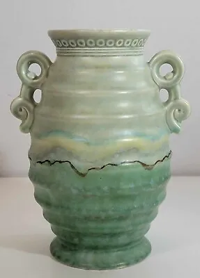 Buy Vintage Art Deco Twin Handled Green Ceramic Vase By Beswick C 1930 • 40.36£