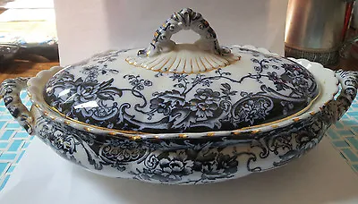 Buy Flow Blue Chatsworth K-a Co. Late Mayers Covered Tureen - Circa 1900 • 105.93£