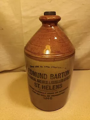 Buy STONEWARE FLAGON Edmund Barton ST. HELENS 1946  ( 11  Tall ) • 15£