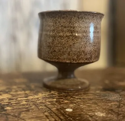 Buy Vintage Studio Pottery Wine Goblet  Hand Made Ceramics With Brown Glaze • 7£
