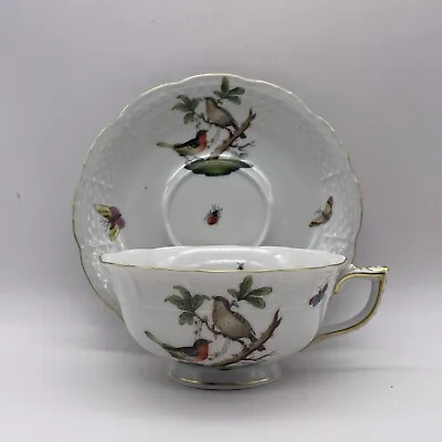 Buy Herend Rothschild Birds & Butterflies Tea Cup & Saucer Matching Set China EUC • 71.08£