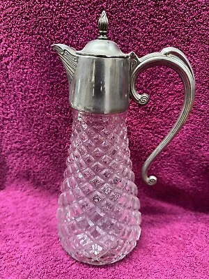 Buy Vintage Edwardian Cut Glass Wine Decanter With Silver Plated Lid • 25.75£