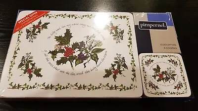 Buy Portmeirion Pimpernel The Holly & The Ivy 6 Placemats & Coasters • 23£