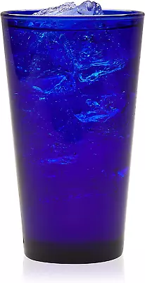 Buy Cobalt Blue Drinking Glasses, Classic Design Flare Tumbler Glasses Set Of 8, Dis • 46.37£