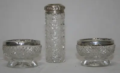 Buy 3 X Cut Glass Small Jar And Cruet / Vanity Jars • 14.40£