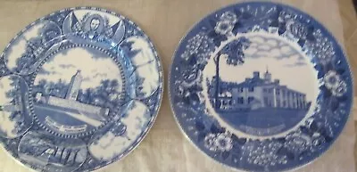 Buy Old English Staffordshire Ware . Blue And White American Souvenier Plates 25 Cms • 28£