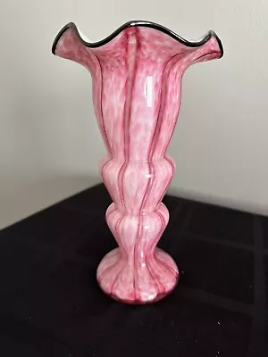 Buy Franz Welz Bohemian Czechoslovakia Czech Art Glass Vase Pink Cased Glass Striped • 77.20£