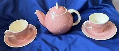 Buy Susie Cooper Kestrel Teapot 2 Cup Saucer Sets Pink Half Moon Crown Works England • 56.55£