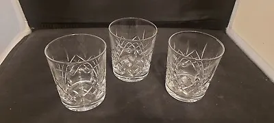 Buy Thomas Webb Crystal “ROLLESTON” Whiskey Glasses / Tumblers X 3 –  (3″) Tall • 14.99£