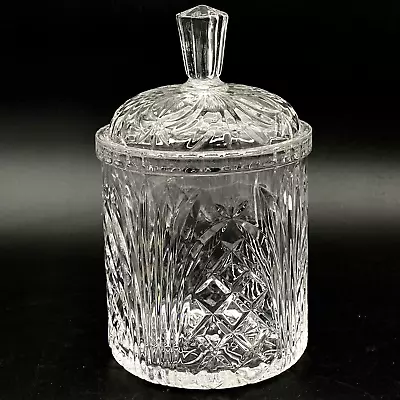 Buy Large Cut Crystal Biscuit Jar With Lid Fan And Diamond Pattern 10 1/4  - EUC • 44.47£