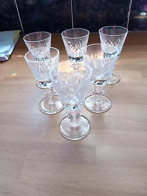 Buy Set Of 6 (small) 50ml Cut Glass Sherry/Liqueur Glasses • 10£