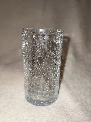 Buy Clear Crackle Glass Vase 5” Tall India Handblown Cylindrical Blenko? • 13.50£