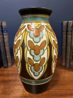 Buy Vintage Gouda 1930’s Decorative Vase Earthy Tones • 45£