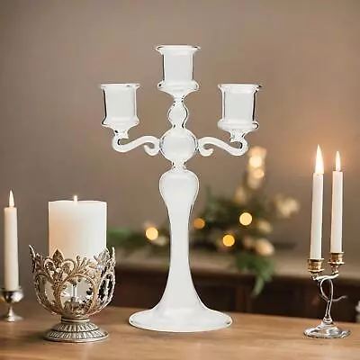 Buy Glass Candle Holders Dinner Candlestick Candle Light Holders Glass Candle • 13.56£