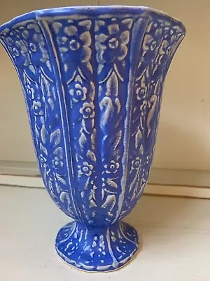 Buy Wonderful Vintage Pottery Footed Vase ~ Embossed Floral Design ~ Japan ~ Exc • 24.07£