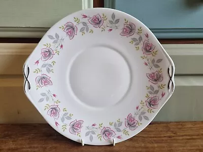 Buy Cake Plate Vintage China England White Pink Floral Handled ROSANNE QUEEN ANNE • 9.99£