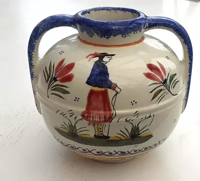 Buy Henriot Quimper 2 Handled Pottery Vase • 24.99£