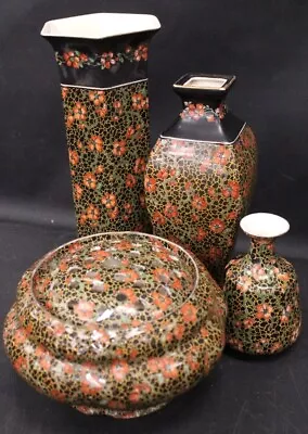 Buy 4 X CROWN DUCAL Ware Porcelain VASES & Flower Pot Floral Pattern - K25 • 9.99£