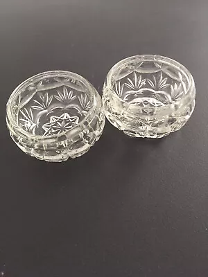 Buy Pair Vintage Decorative Clear Glass Pots Salt/Trinket • 8£