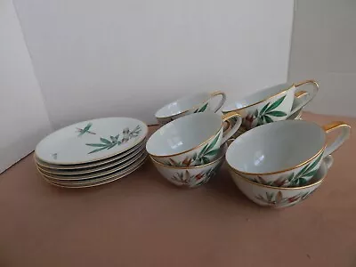 Buy Noritake China Canton #5027:  6 Saucers & 9 Cups; Bamboo Design • 23.85£