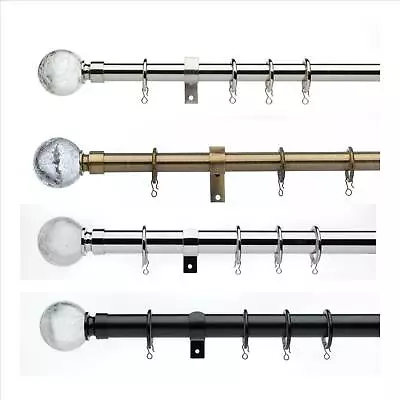 Buy Universal 28mm Metal Curtain Pole Set, With Rings, Complete Window Pole Set • 49.99£