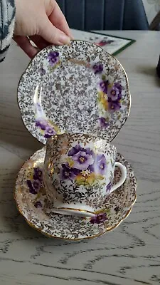 Buy Ashley Fine Bone China Pansy Cup Saucer And Plate • 12£