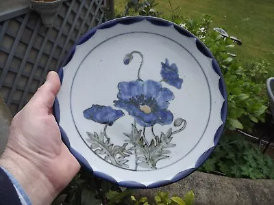 Buy Highland Stoneware Pottery Large Plate In Blue Poppy Design • 38£