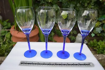 Buy Cobalt Blue Tulip Stem Wine?  Glasses X 4 • 19.99£