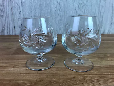 Buy Pair Of Crystal Cut Glass Brandy Balloon Glasses Pinwheel Symphony Design  • 26.99£