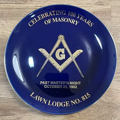 Buy Masonic Templar Freemason  Plate Decorative Blue Gold  Manson 100 Years Masonary • 23.84£